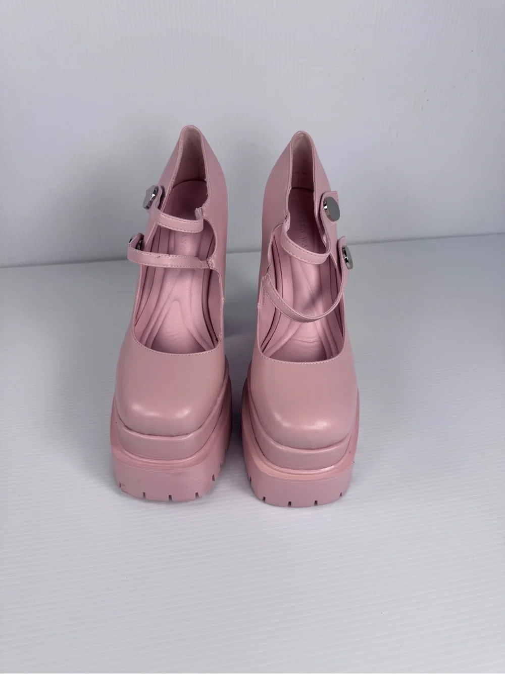 Azalea Wang Violina Pink Platform Heels | Chunky Block Heel Mary Jane Sz 8-11